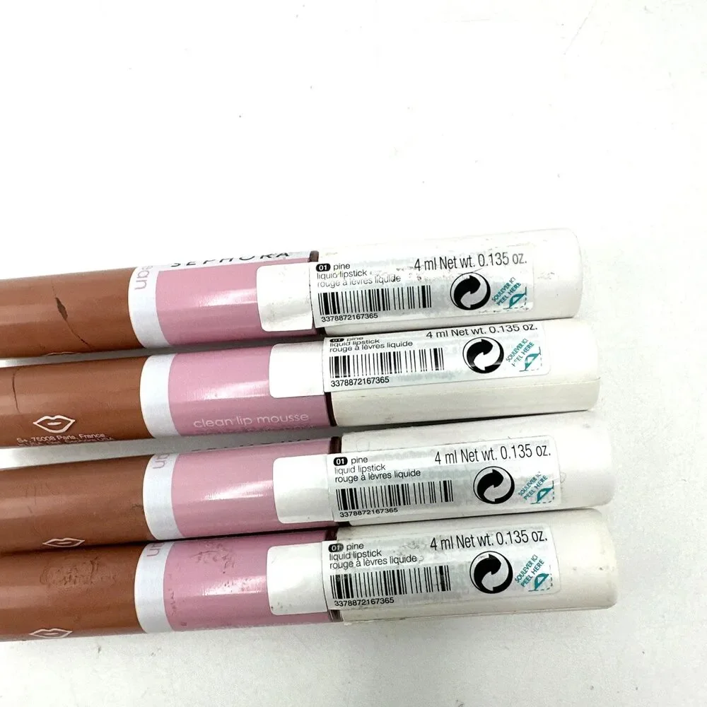 Lot of 4 SClean Sephora Liquid Lipstick Mousse 0.135 oz / 4 ml Shade 01 Pine